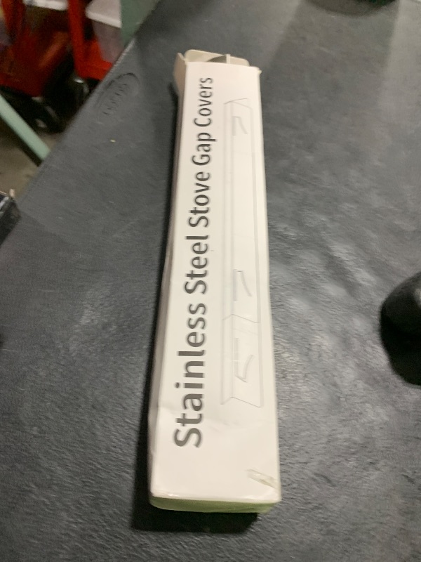 Photo 1 of 2PCS Kitchen Stove Counter Gap Covers, Stainless Steel Gap Cover, Cooktop Trim Kit, Stove Gap Guards, Oven Gap Filler, Heat Resistant & Effectively Protect Stove Gap Filler(13.8"-27.5" Silver)