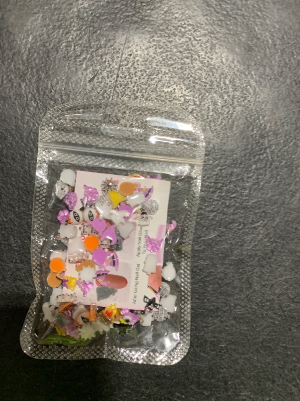 Photo 1 of 100Pcs Halloween Nail Art Charms Multi Shapes Colors 3D Pumpkin Torch Broom Nail Charms Cute Cartoon Bandage Web Ghost Tombstone Hat Nail Art Rhinestones Mini Flatback Nail Supplies for DIY Nails Art