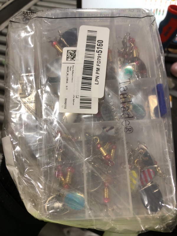 Photo 1 of 100 Pcs Fishing Lures Spinner Baits Metal Trout Lures Fishing Spinners and Spinnerbaits Metal Baits Kit with 4 Pcs Tackle Box for Salmon Bass Walleye Crappie