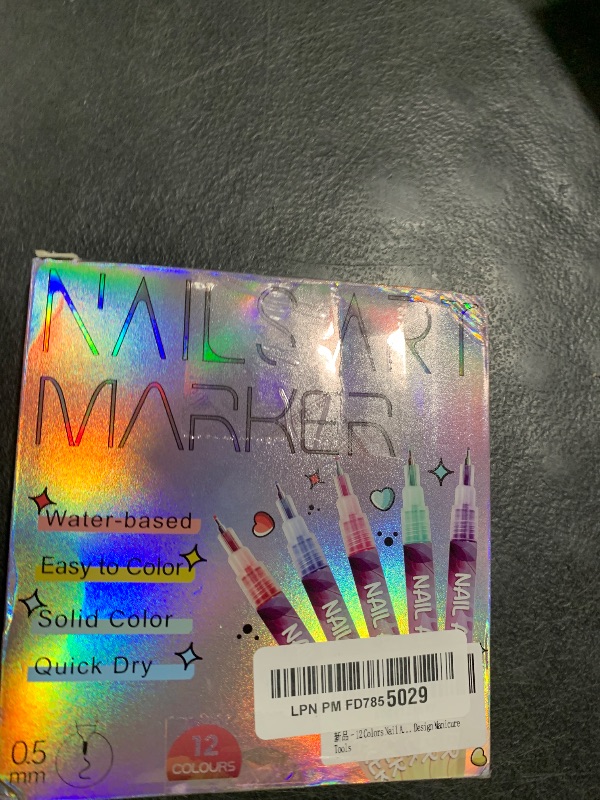 Photo 1 of 12 Colors Nail Art Pens, Fine Tips Nail Polish Pens Quick Dry, Graffiti Dotting Pen Acrylic Painted Pen Kit 3d Nail Polish Pens Drawing Painting for Diy Nails Art Design Manicure Tools