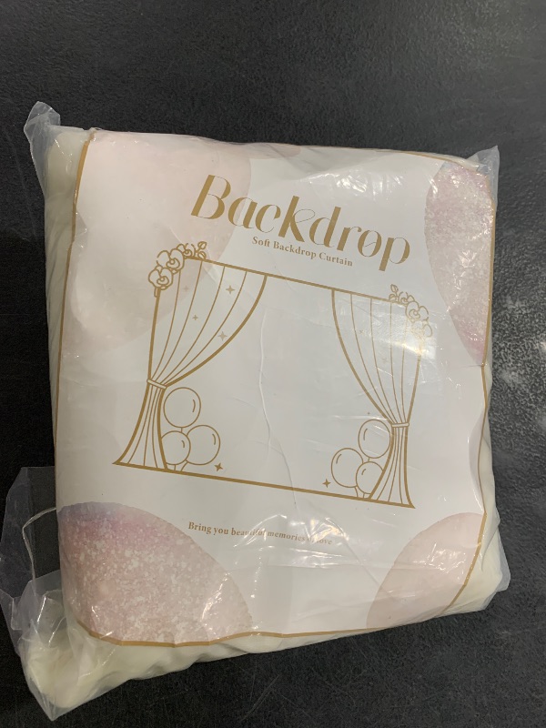 Photo 1 of 10×10ft Cream White Tulle Backdrop Curtain with Lights String for Parites, Sheer Photo Curtain Backdrop Drapes for Wedding Party Photography Backgrounds