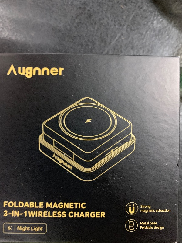 Photo 1 of ?2025 Upgraded?Wireless Charger 3 in 1, Foldable Wireless Charging Station with Night Light for Apple MagSafe Charger, Travel Magnetic Charger Stand, Nightstand Fast 15W Charging Station (20W Adapter)