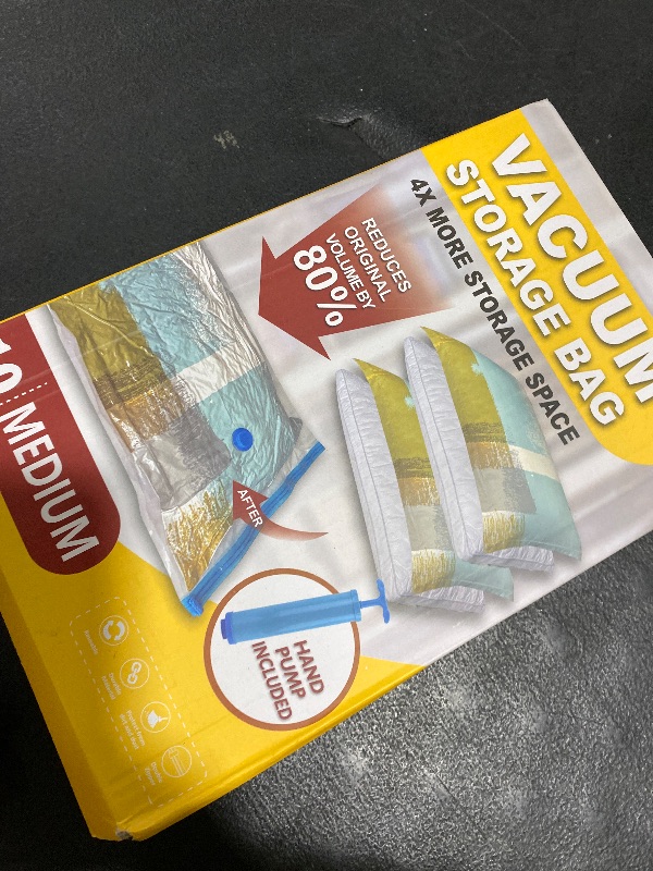 Photo 1 of 10 Medium Vaccum Storage Bags, Space Saver Vacuum Storage Bags Medium, Space Bags, Vacuum Seal Bags for Clothes with Travel Hand Pump