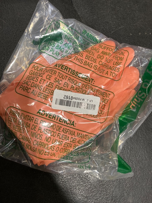 Photo 1 of 1 Pair Pink Flower Rubber Gloves Non-slip Waterproof Warmer Winter Household Dishwashing Long Cuff Latex Glove With Fleece Lining Flower Style Random