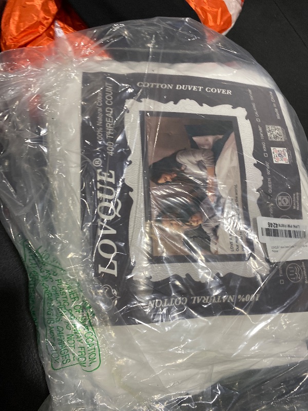 Photo 1 of 100% Washed Cotton Duvet Cover Queen Size, White Linen Like Breathable Natural Bedding Set (No Comforter), 90x90 Inches