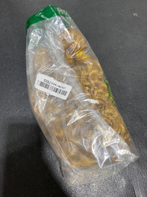 Photo 1 of #27 Honey Blonde Curly Wave Bundles Human Hair 27 Kinky Curly 3 Bundles 18 20 22 inch Mixed Length Peruvian Grade 8A Virgin Hair Extensions 300g