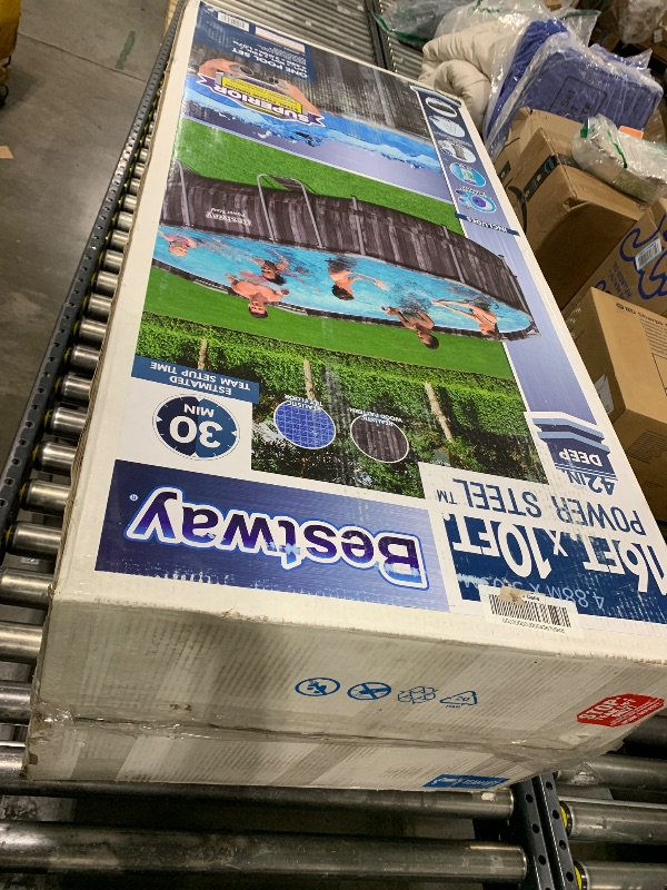 Photo 1 of Bestway Power Steel 16' x 10' x 42" Rectangular Above Ground Swimming Pool Set