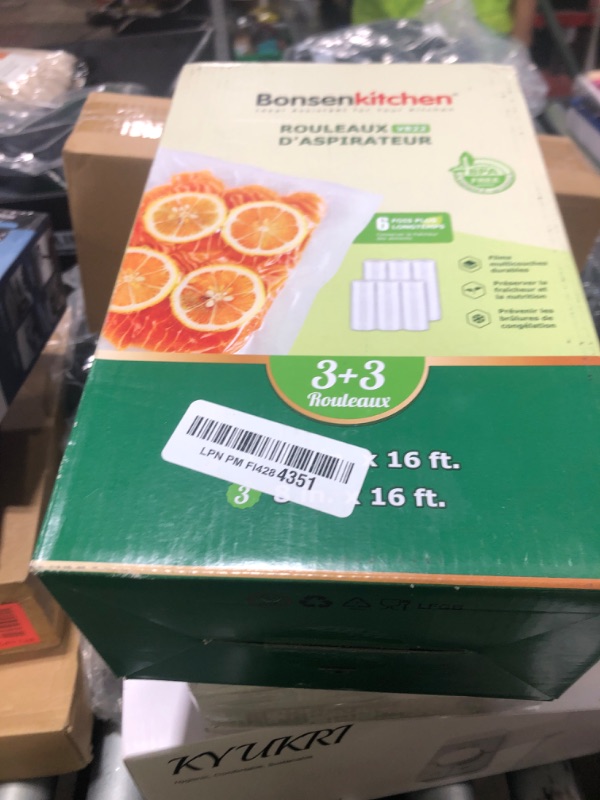 Photo 1 of [2025 Upgraded] Bonsenkitchen 3 Rolls 11" x 16' + 3 Rolls 8" x 16' Vacuum Sealer Bags for Food with a Color Box, Easy to Store, Commercial Grade, BPA Free, Great for Food Storage or Sous Vide, VB22