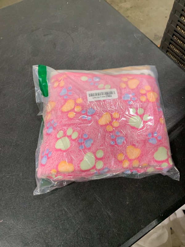 Photo 1 of 1 Pack 3 Blankets Super Soft Fluffy Premium Fleece Pet Blanket Flannel Throw for Dog Puppy Cat Paw Brown/Pink/White Small(23x16 inch)