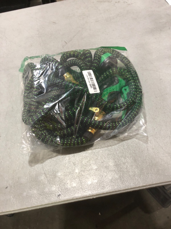 Photo 1 of 100 ft Expandable Garden Hose - Kink Free Flexible Water Hose with Thumb-Controlled 10-Function Nozzle, 3/4 Solid Brass Connectors, Retractable Latex Core - Lightweight Expanding Hose
