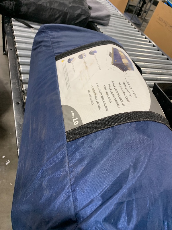 Photo 1 of 10 Person Camping Tent - Large Outdoor Tent with Room Divider and Rainfly - Family Camping House with 2 Doors and 4 Screen Windows by Wakeman Outdoors (Navy