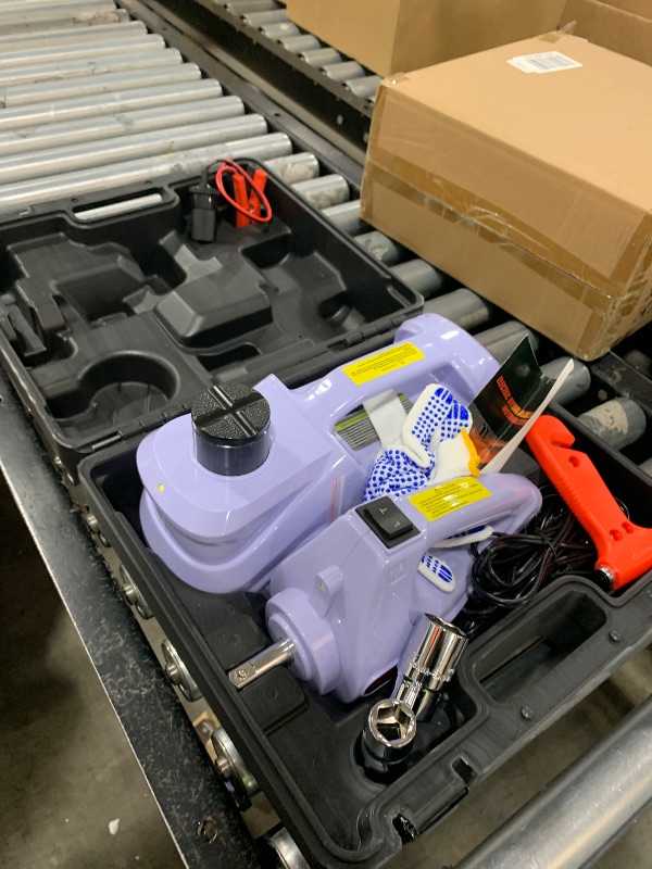 Photo 1 of [EFN Clearance] Electric Car Jack Kit with Impact Wrench, 5 Ton/11023 LBS 12V Electric Hydraulic Jack with Lifting Range: 6.1~17.7in, Safety Hammer for Tesla SUV MPV Sedan Truck Tire Change (Purple)