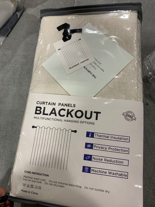 Photo 1 of 100% Blackout Shield Linen Blackout Curtains for Bedroom 108 Inches Long, Back Tab/Rod Pocket Living Room Drapes, Thermal Insulated Blackout Curtains 2 Panels Set, 50" W x 108" L,Cream