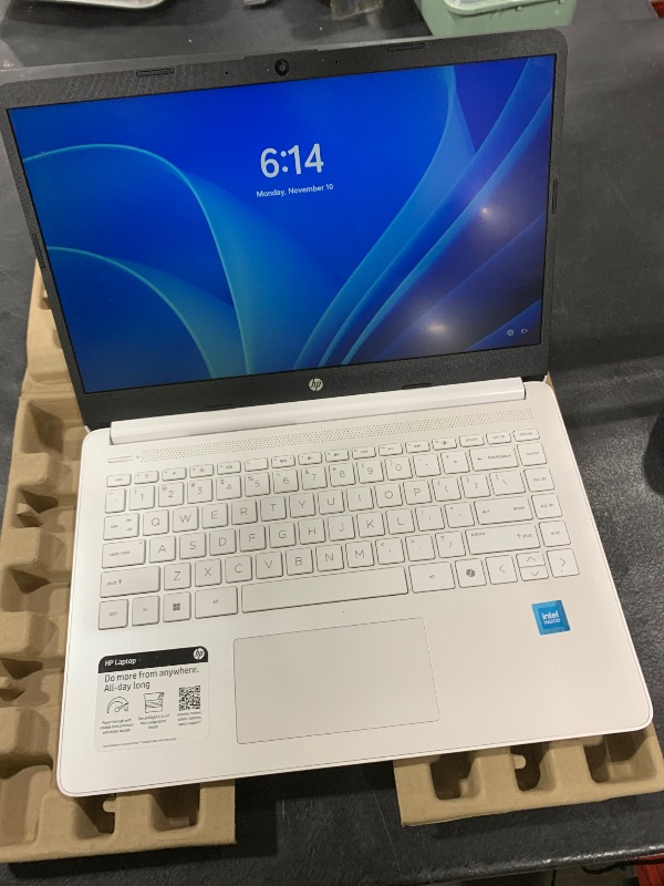 Photo 1 of *LOCKED* HP 14 Laptop, Intel Celeron N4020, 4 GB RAM, 64 GB Storage, 14-inch Micro-edge HD Display, Windows 11 Home, Thin & Portable, 4K Graphics, One Year of Microsoft 365 (14-dq0040nr, Snowflake White)