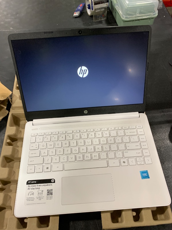Photo 1 of *LOCKED* HP 14 Laptop, Intel Celeron N4020, 4 GB RAM, 64 GB Storage, 14-inch Micro-edge HD Display, Windows 11 Home, Thin & Portable, 4K Graphics, One Year of Microsoft 365 (14-dq0040nr, Snowflake White)