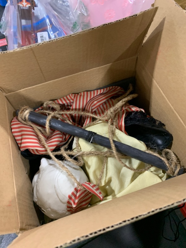 Photo 1 of [Sound Activated] 2 Pack Hanging Halloween Decorations Outdoor, 40" Hanging Swinging Clown and Girl Ghosts Decor with Lighted Up Eyes Creepy Sound Expressions for Halloween Party Porch Haunted House