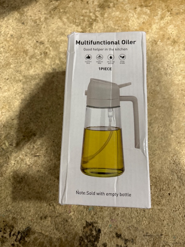 Photo 1 of 2 in 1 Oil Sprayer for Cooking, Olive Oil Dispenser Bottle for Kitchen Spray and Pour, 16oz/470ml Light-Blocking Dark Amber Glass Brown Bottle, Food-Grade Oil Mister for Air Fryer Cream Cap