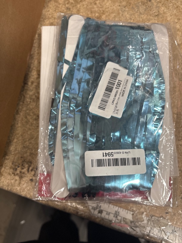 Photo 1 of 2 Pack Light Blue Fringe Backdrop, 3.2x8.2ft Shining Foil Tinsel Curtains, Birthday Party Decorations Door Streamers for Halloween, Christmas, Wedding, Graduation, Holiday, Theme Events