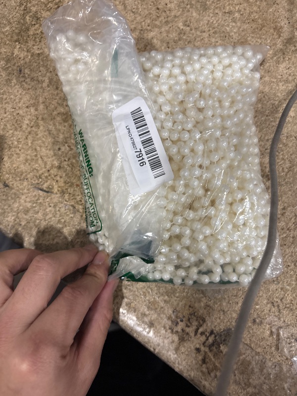 View 2 of 112 Feet Pearl Strings for Crafting 6mm Faux Ivory Pearl Garland for Crafts Artificial Craft String Pearls Beaded Chain Strands for Wedding Centerpiece Christmas Tree and Flowers Decor DIY Project