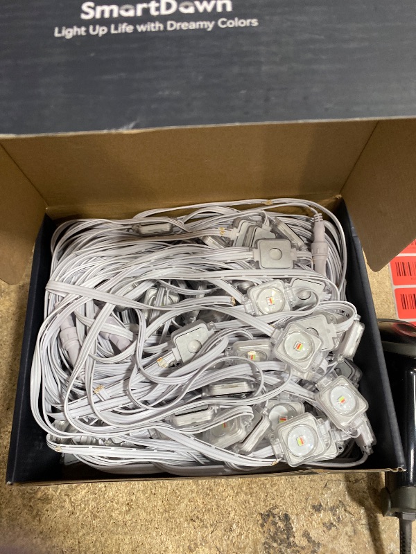 Photo 1 of **PARTS ONLY** SmartDawn Permanent Outdoor Lights, 100FT 64 Bulbs RGBIC LED Outdoor String Lights, DIY Scene Mode, IP68 Waterproof Christmas Lights for Daily Decor, House Roof, Holiday Decorations, Outside