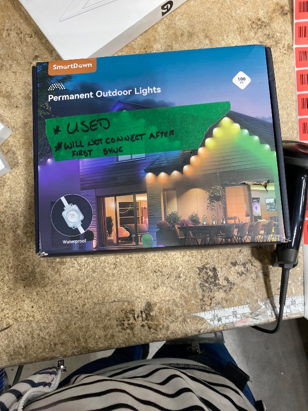 Photo 1 of **PARTS ONLY** SmartDawn Permanent Outdoor Lights, 100FT 64 Bulbs RGBIC LED Outdoor String Lights, DIY Scene Mode, IP68 Waterproof Christmas Lights for Daily Decor, House Roof, Holiday Decorations, Outside