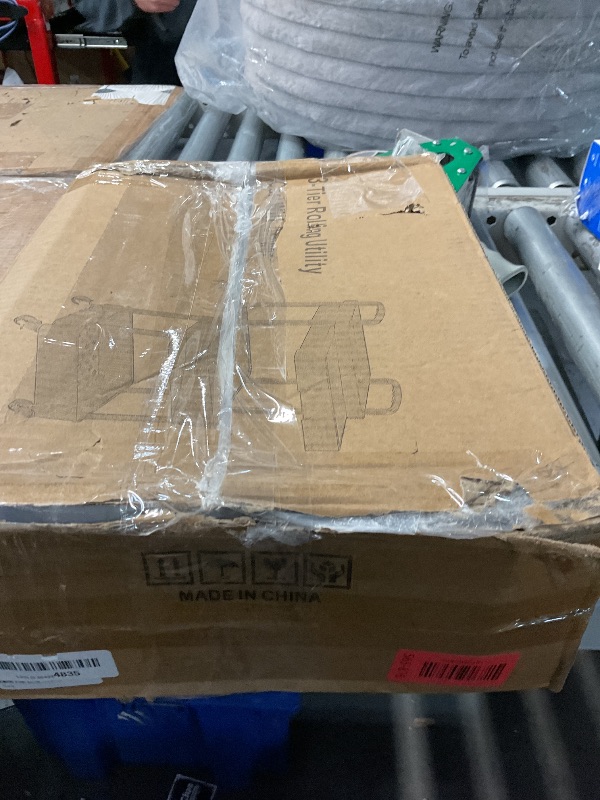 Photo 1 of *** missing two wheels  3-Tier Rolling Utility Cart with Drawer,Multifunctional Storage Organizer with Plastic Shelf & Metal Wheels,Storage Cart for Kitchen,Bathroom,Living Room,Office,Whit