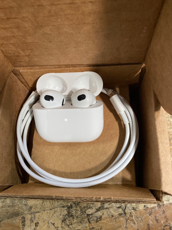 Photo 1 of **LEFT SIDE NON-FUNCTIONAL** Apple AirPods (3rd Generation) Wireless Ear Buds, Bluetooth Headphones, Personalized Spatial Audio, Sweat and Water Resistant, Lightning Charging Case Included, Up to 30 Hours of Battery Life