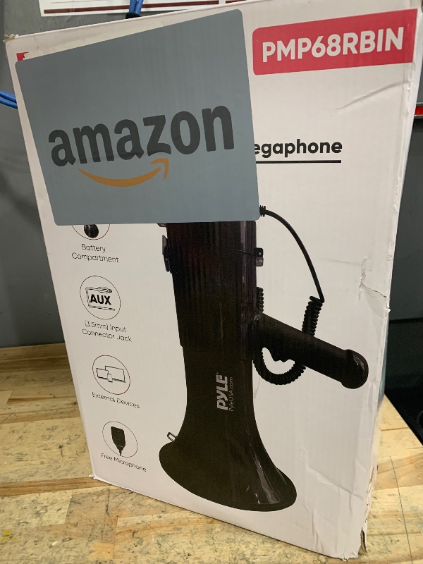 Photo 1 of ***PARTS ONLY***Pyle 100-Watt Square Megaphone Bullhorn, Lightweight and Portable Loudspeaker Horn with Aux (3.5mm) Input for MP3/Music, Automatic Siren, Whistle, MIC/Talk (Black), 1500 Square Yards Projection Range