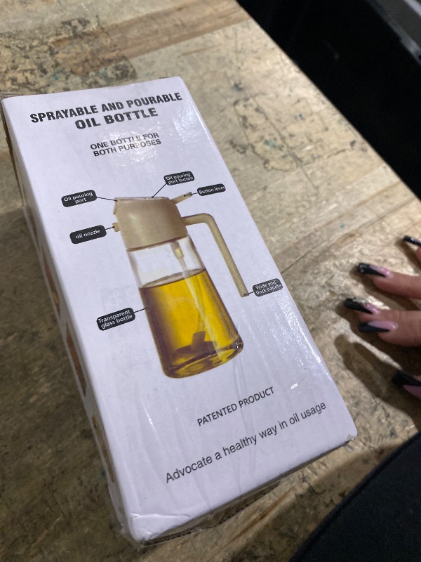 Photo 1 of 2 in 1 Glass Oil Sprayer & Dispenser,16oz/470ml Olive Cooking, Air Fryer, and Salad, for Kitchen Gadgets and Air Fryer Accessories, w/Stickers (Black)