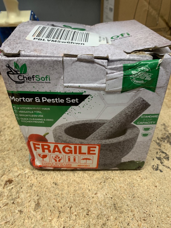 Photo 1 of (MISSING PESTLE) 2 Cup Capacity - Unpolished Heavy Granite for Enhanced Performance and Organic Appearance - Included: Anti-Scratch Protector