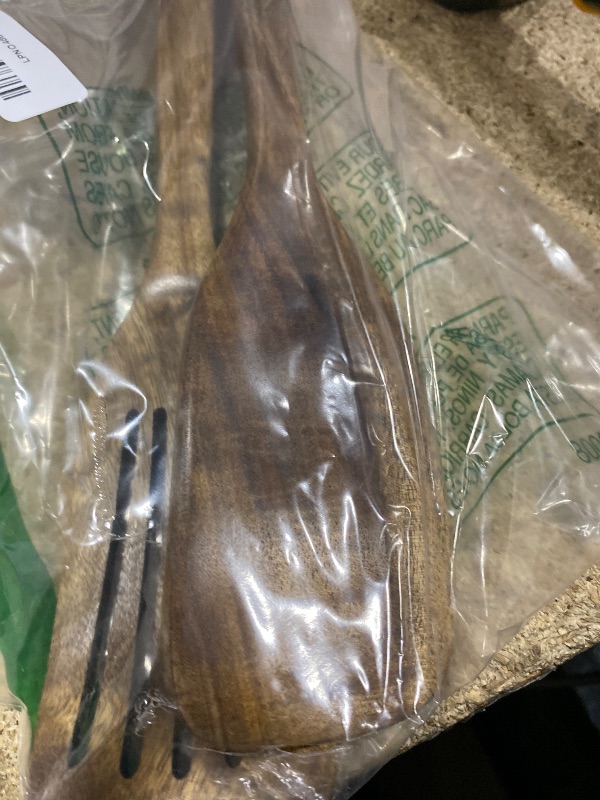 Photo 1 of 2 Pack Wooden Non Toxic Spatulas for Kitchen Utensils Set Acacia Wood Cooking Spatula Flat Wok Pancake Turner Bamboo Slotted Spoon for Cooking Utensil Spurtle Scraper Long Fish Egg Flipper Spatulas