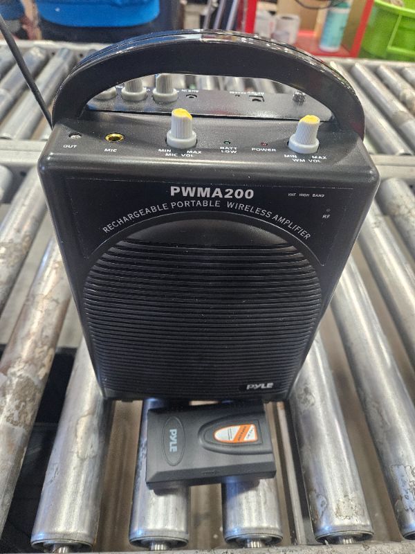 Photo 1 of ***PARTS ONLY***Pyle Portable PA Speaker & Microphone System - FM Stereo Radio, Built-in Rechargeable Battery, Aux & Microphone Inputs, Includes Beltpack, Hand-held Headset & Lavalier Mics - Black