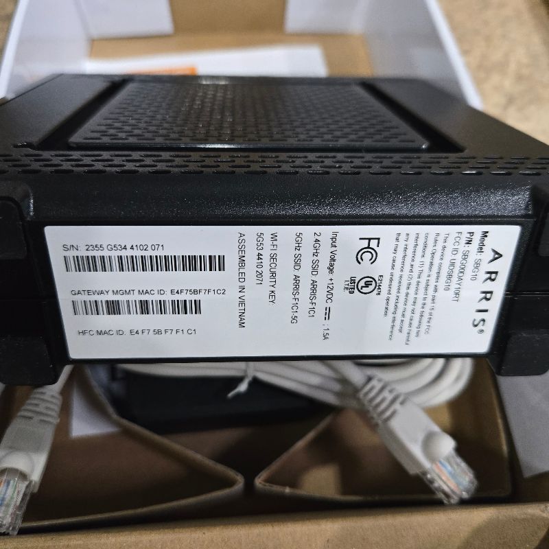 Photo 1 of *MISSING PARTS*ARRIS (SBG10) - Cable Modem Router Combo - DOCSIS 3.0 16 x 4 Gigabit & AC1600 WiFi, [Check with your provider for compatibility]400 Mbps Max Internet Speeds