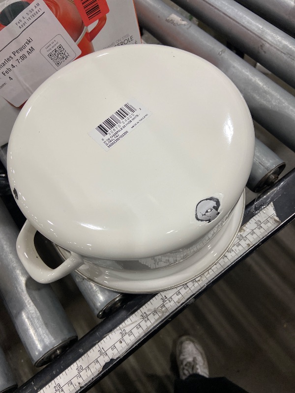 Photo 1 of **HAS A CHIP ON THE BOTTOM**Le Creuset Enamel on Steel Traditional Petite Stockpot, 3.8qt., White