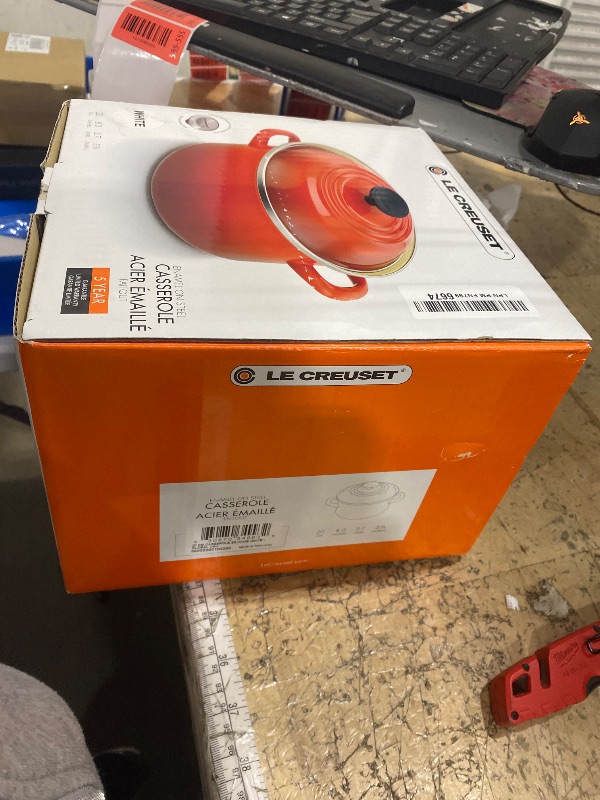 Photo 1 of **HAS A CHIP ON THE BOTTOM**Le Creuset Enamel on Steel Traditional Petite Stockpot, 3.8qt., White