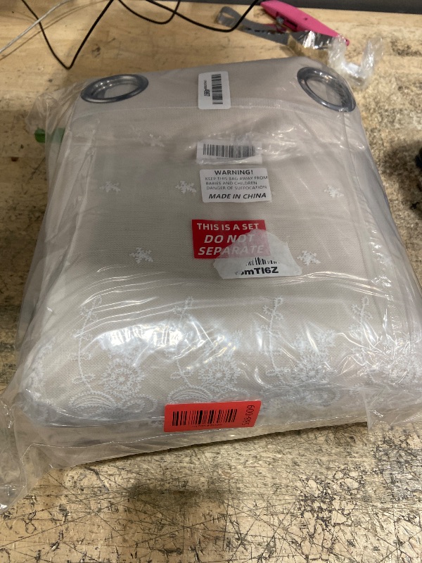 Photo 1 of 1 Pair Double Layer Striped Curtains for Girls Room Living Room Embroidered Curtains with Valance for Bedroom (Beige,54x90 Inch)