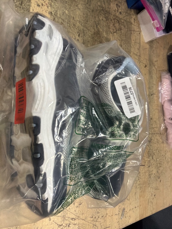 Photo 1 of ***(HEAVILY USED/ MINOR DAMAGE)***Skechers womens D'lites - Life Saver Memory Foam Lace-up Sneaker,Navy/White,8 M US