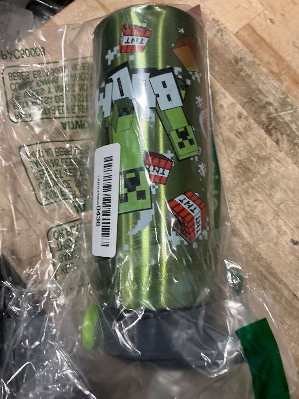 Photo 1 of **MISSING LID/ HEAVILY SCRATCHED & DENTED** Zak Designs Minecraft Water Bottle for Travel and At Home, 19 oz Vacuum Insulated Stainless Steel with Locking Spout Cover, Built-In Carrying Loop, Leak-Proof Design (Creeper)