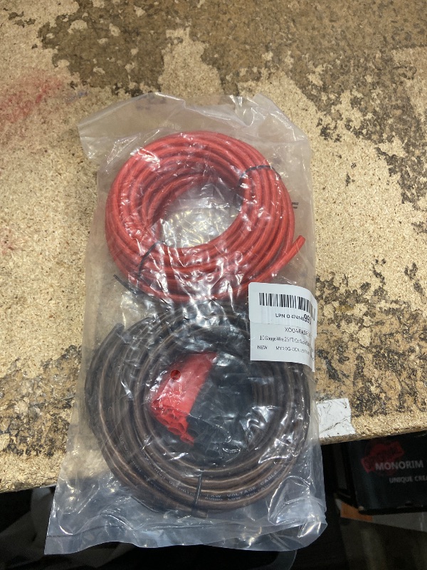 View 2 of 10 Gauge Wire (25FT Each, Red/Black), Low Voltage for Automotive Wiring, Battery Cable, 10AWG, Car Audio, Car Amplifier Power or Ground Cable, Translucent Jacket, CCA, with 10 Heat Shrink Tubing