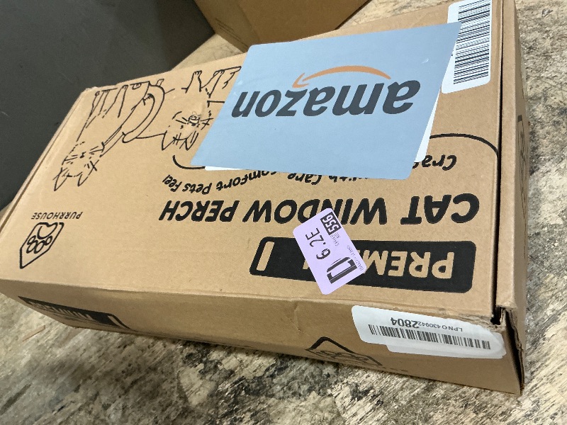 Photo 1 of [Ready to Gift] PURRHOUSE Cat Window Perch with Cushion Bolster and Cool Pad, Cat Hammocks for Windows with Wood & Robust Metal Frame for Large Cats, Beds for Windowsill, Bedside and Cabinet,24''W