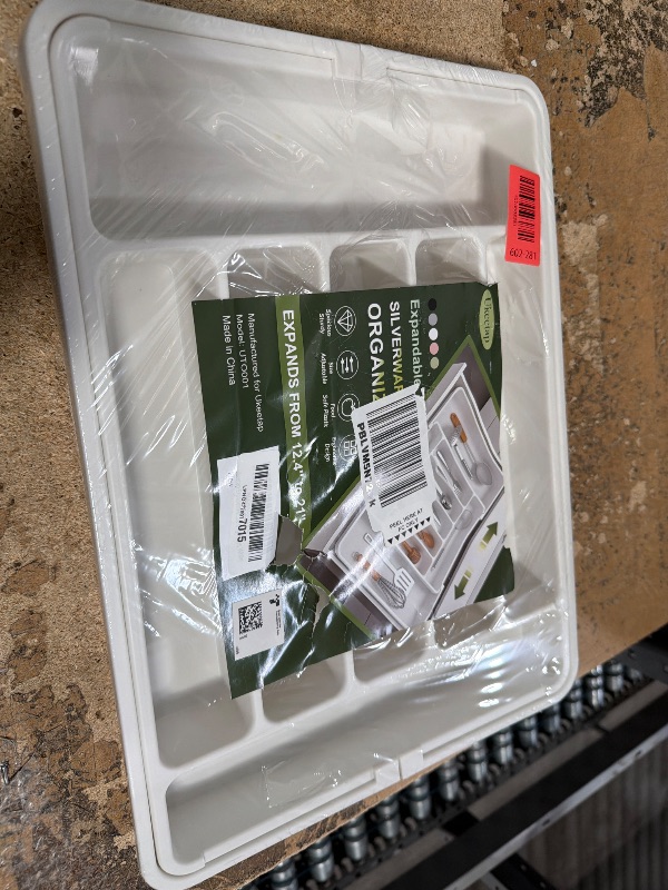 Photo 1 of ukeetap Extra Large Expandable Silverware Organizer, BPA-Free Food-Safe Cutlery Flatware Organizer, Kitchen Utensil Drawer Organizer, Adjustable Silverware Holder for Spoons Forks Knives, White