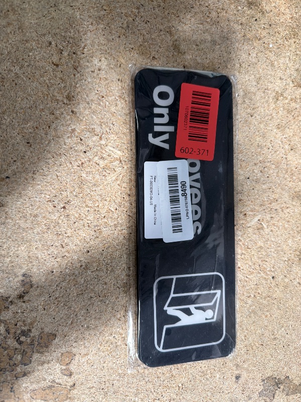 Photo 1 of "Employee Only" Informative Acrylic Plastic Sign with Symbols, (4 Pack) 9 X 3 Inch, Self Adhesive, Use for Office/Business, Easy to Apply, White Big Letters on Black Plate