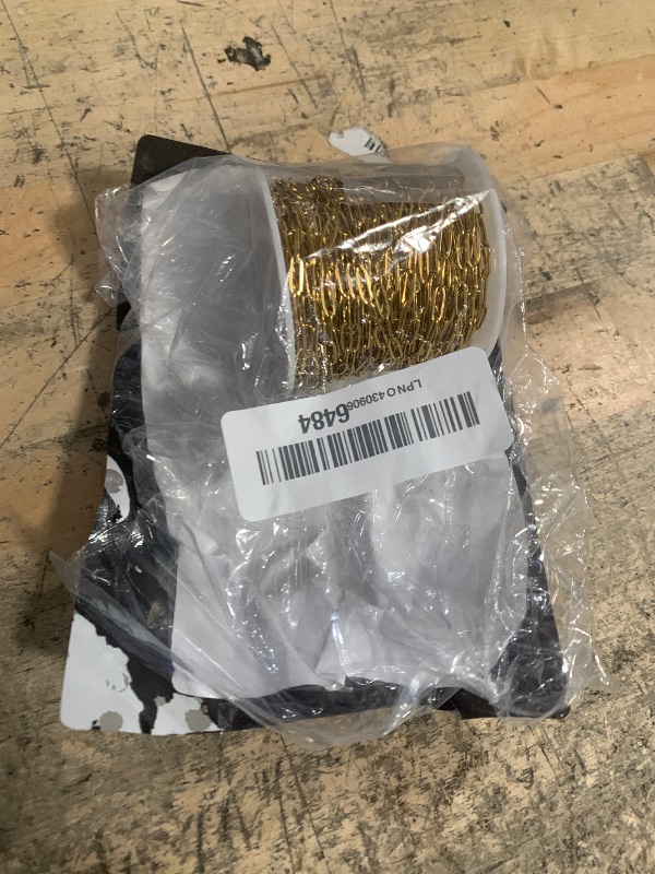 Photo 1 of [33 Ft] Stainless Steel Paperclip Chains Roll, 3mm Width 18K Gold PVD Plated Stainless Steel Oval Link Chains Spool Bulk for Jewelry Making