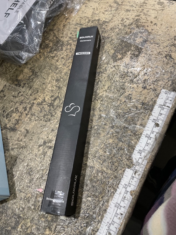 Photo 1 of 2 Pcs 12-inch Cooking Tweezers Tongs Precision Serrated Tips, Stainless Steel Professional Chef Tweezer Kitchen Tools for BBQ, Plating and Serving (Black)