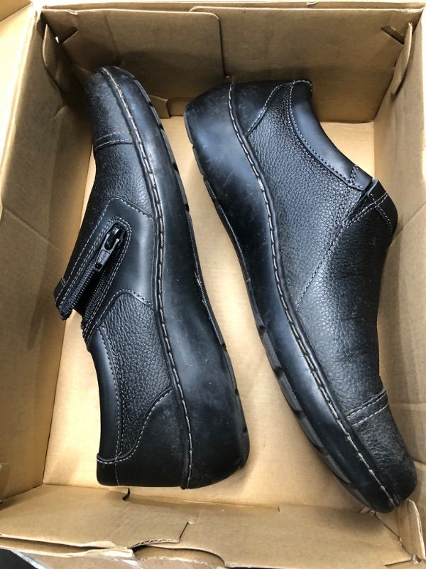 Photo 1 of ***MINOR DAMAGED - SEE NOTES/PICTURES***
Clarks womens Cora Giny Loafer Flat, Black Tumbled/Smooth Leather, 9 US