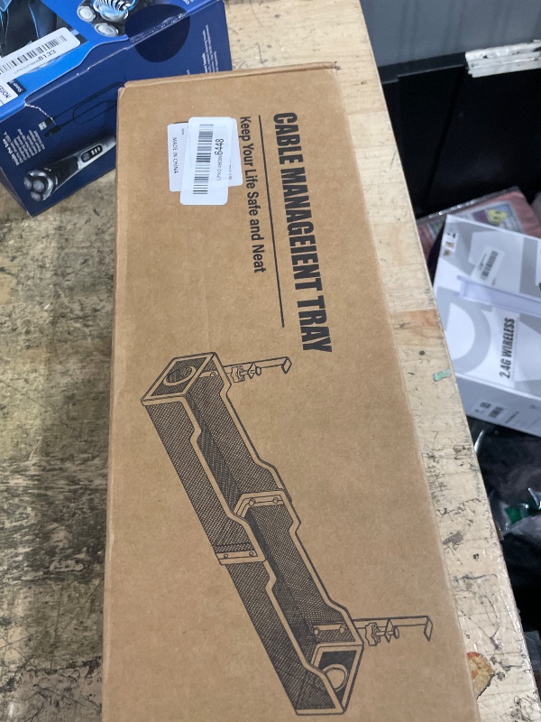 Photo 1 of [Upgraded] Extra Large Under Desk Cable Management, Cinati 25" Wire Organizers No Drill, Cable Tray with Clamp for Wire Management, Cord Organization Box for Office, Home - No Damage to Desk(White)