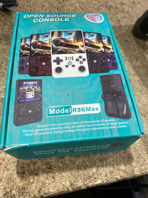 Photo 1 of ?R36MAX 4000mAh Portable Rechargeable Handheld Retro Game Console,Comfort Non-Slip Handheld Standing Retro Game Console with 64G TF Car,4.0-inch Screen,for Office,Black