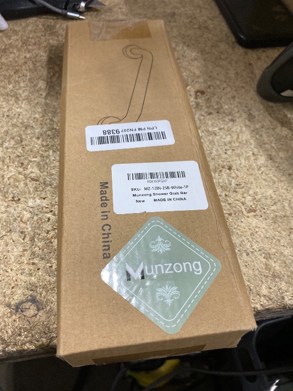 Photo 1 of 12 Inch Anti Slip Shower Grab Bar Oil Rubbed White, Munzong Bathroom Grab Bar, Knurled Bathroom Balance Bar,Safety Hand Rail Support Handicap Elderly Injury Senior Assist Bath Handle