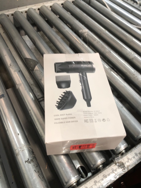 Photo 1 of (untested) Hair Dryer with Comb | 1800W Blow Dryer with Diffuser for Curly Hair | Plasma Ionic Hairdryer for Frizz Control | Foldable & Protable Design for Travel | 6.5 ft ALCI Cord for Women and Men