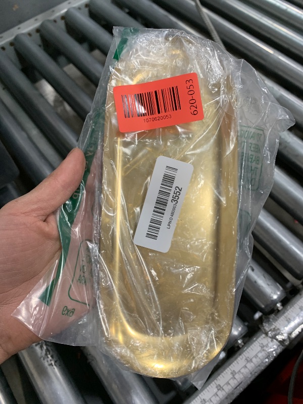 Photo 1 of 1 Pcs Gold Trinket Tray Oval Stainless Steel Small Serving Trays Towel Storage Dish Plate Tea Fruit Trays Jewelry Plate Decorative Storage Tray (Gold 1pcs, 9 x 3.8 Inch)